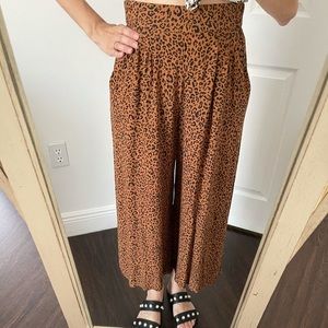 Animal Print Wide Leg Ankle Pants